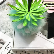 Best selling pineapple Pom Pom fur keychain accessories